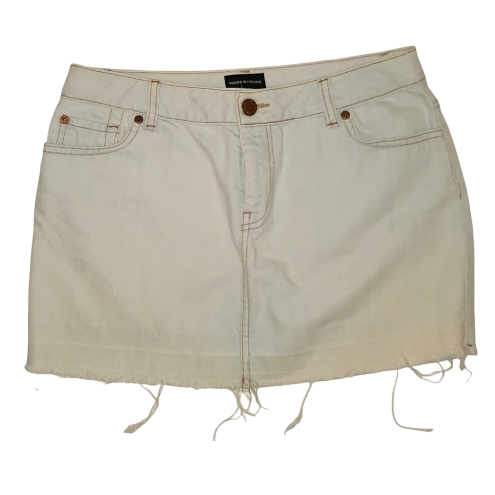 🌞 3/$15 Ware Denim Bleached Raw Hem Mini Skirt Size 8